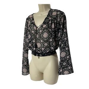 Love, Fire Women’s Long Sleeve Sheer Blouse Size Small